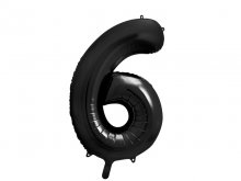 Folinis balionas "6", juodas (86cm)